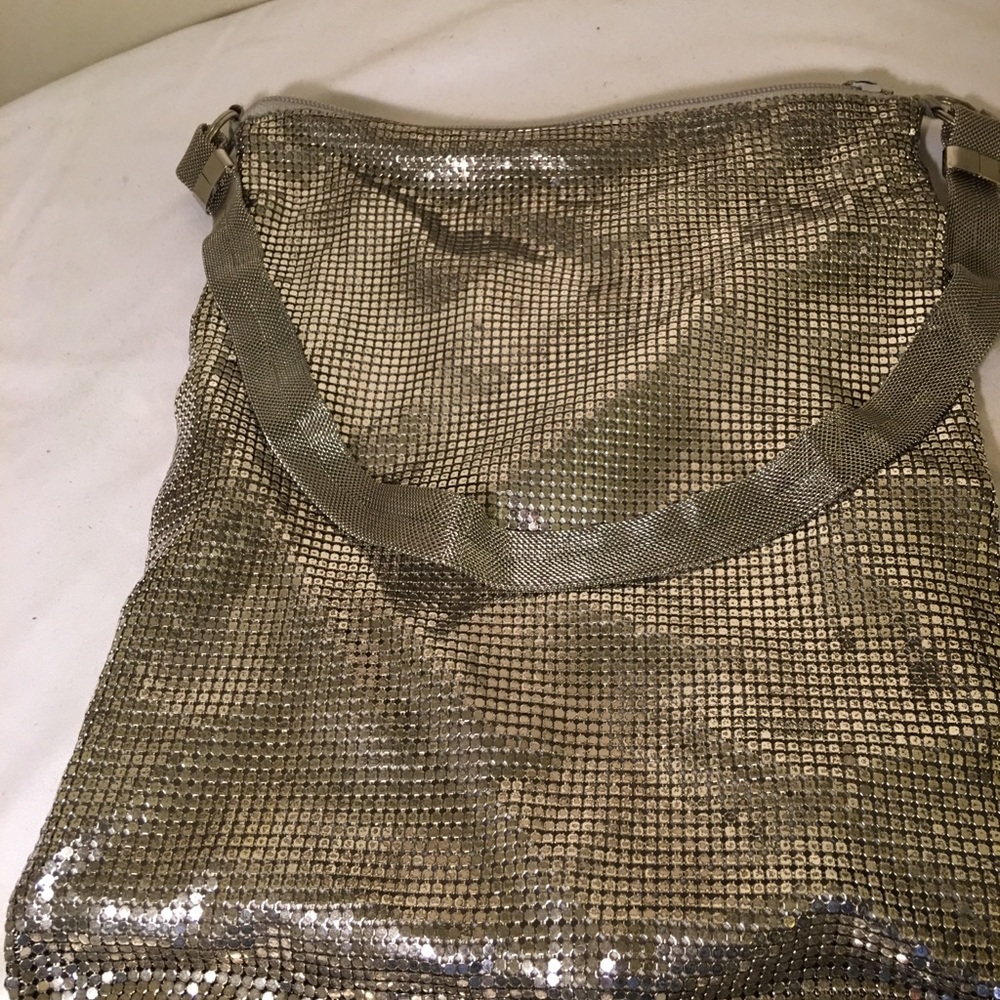 Metal Link Slouch Shoulder Bag w/Metal Link Strap